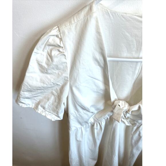 Madewell White Poplin Babydoll Dress‎ Womans size 4 Coquette crisp preppy sweet - Picture 5 of 12